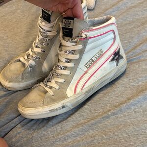 Golden Goose White and Pink High-Tops